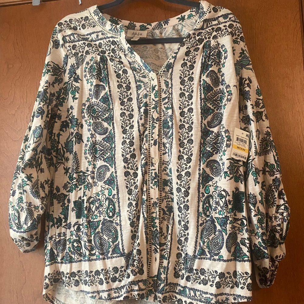 Cute patterned top style & co brand